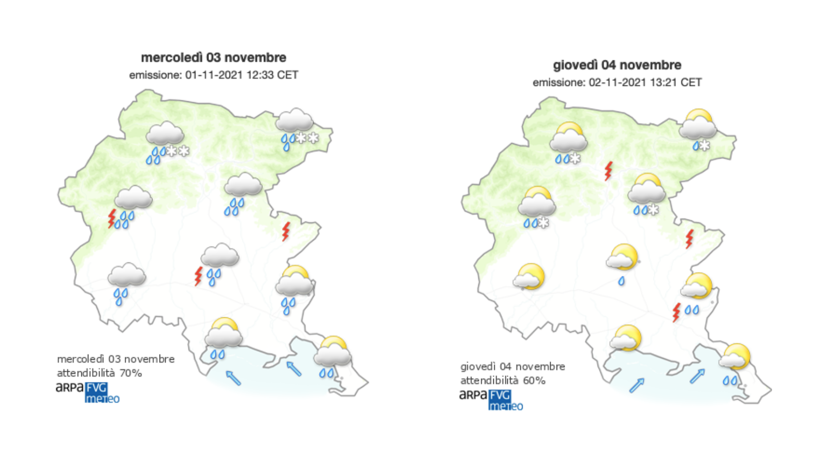 Immagine per Meteo, atteso ancora maltempo sul Goriziano fino a domani